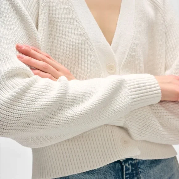 White + Warren Ivory Button-Up Cardigan - Picture 5 of 9